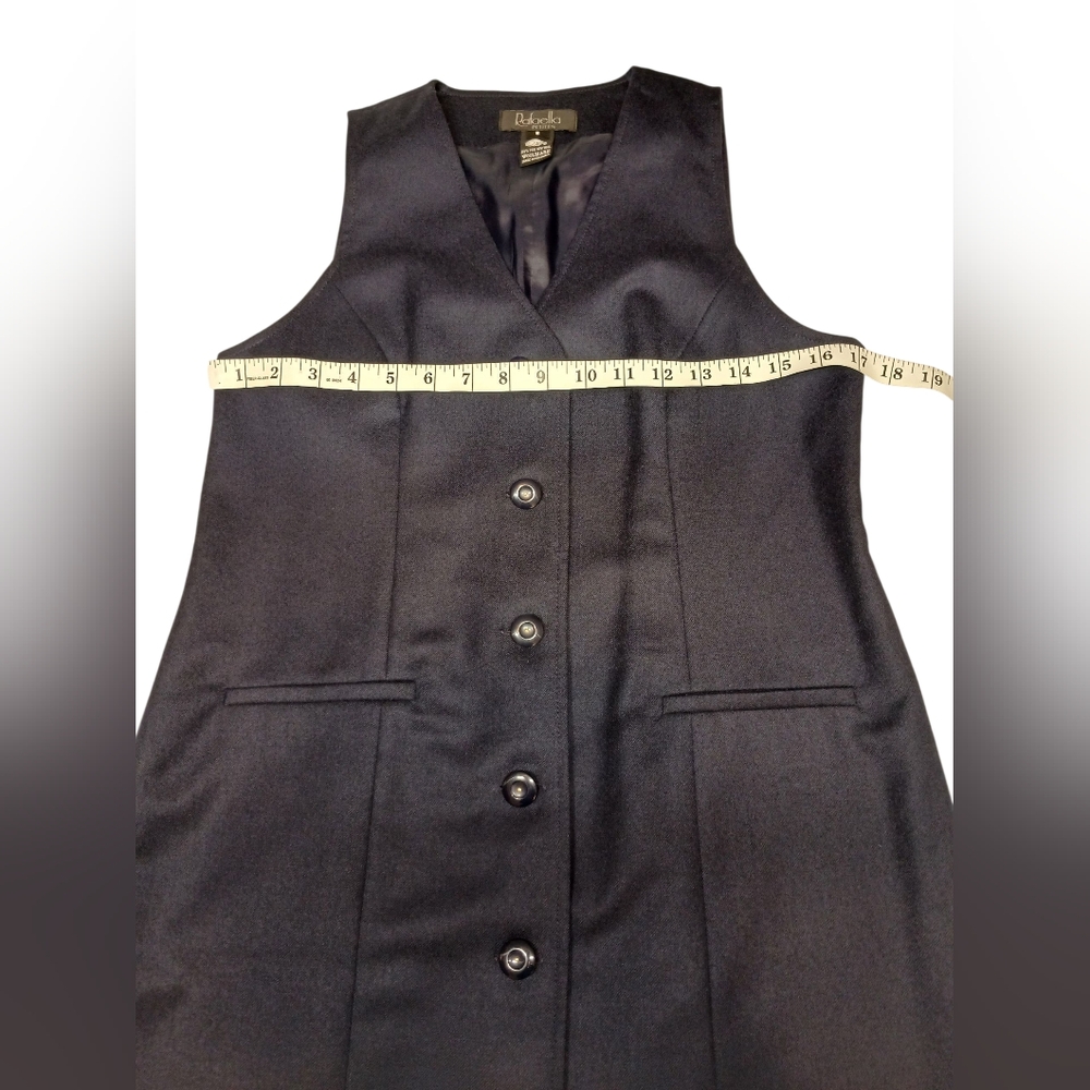 Rafaella Petites 100% Wool Navy Sleeveless Button Front Dress - Size 8P - Picture 11 of 12